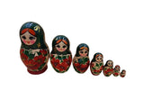 Babushka Doll - Village Traditional - 7 Piece Set - Green Scarf