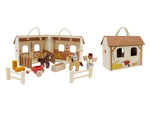 Portable Wooden Horse Stable Playset