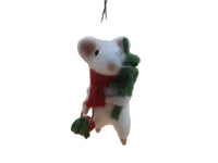 1 x Snowy Christmas Mouse - Holding Toadstool OR Holding Bell & Branches