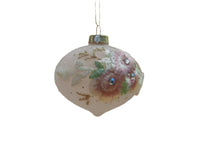 1 x Floral Applique Glass Bauble - Onion OR Teardrop