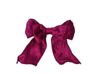 Velvet Clip on Bow - Magenta