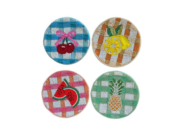 Coasters - Beaded Fruit - Set of 4