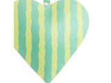 Joy Hand Painted Heart Tree Decoration - Green Stripe