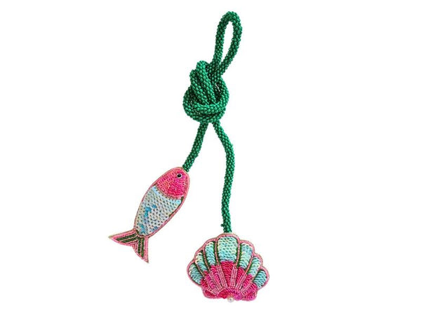 Beaded Bag Charm - Fish & Shell