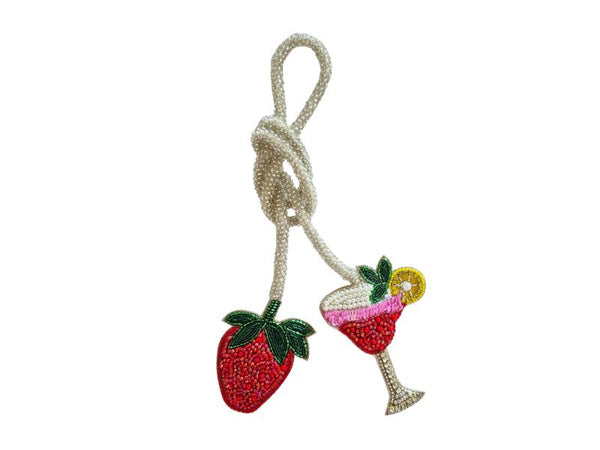 Beaded Bag Charm - Strawberry