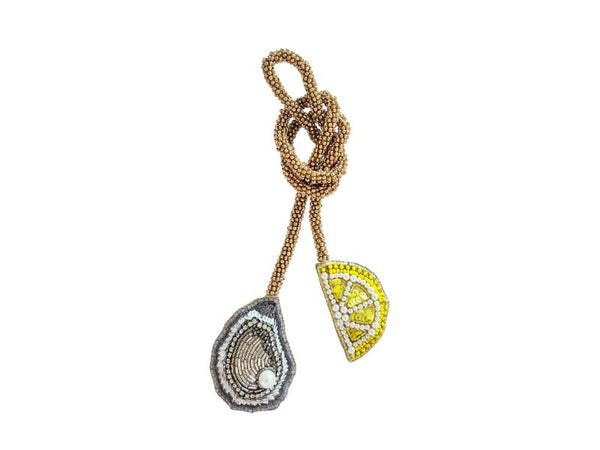 Beaded Bag Charm - Oyster