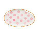 Small Oval Platter - Pink Spots/Orange Rim - Noss & Co