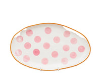 Small Oval Platter - Pink Spots/Orange Rim - Noss & Co