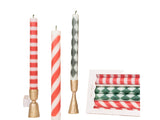 Festive Stripe Table Candles - Pack of 6