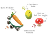 Wooden Veggie 3 piece Musical Set - Carrot, Mushroom & Corn