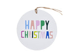 Gift Tag - Coloured Letters Happy Christmas