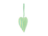Joy Hand Painted Heart Tree Decoration - Green Stripe