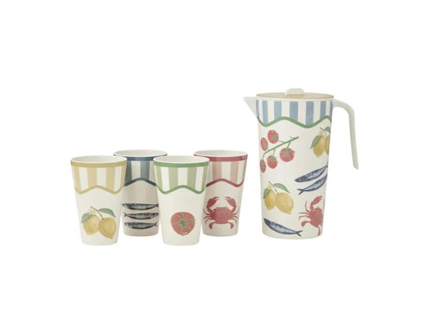 Sicily Bamboo Fibre Jug & Cups Set