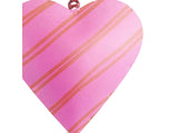 Joy Hand Painted Heart Tree Decoration Pink & Red Stripes