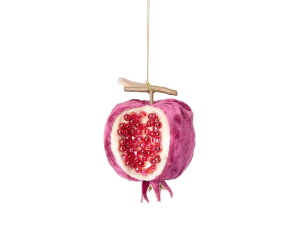 Luxe Beaded Pomegranate Tree Decoration - Plum