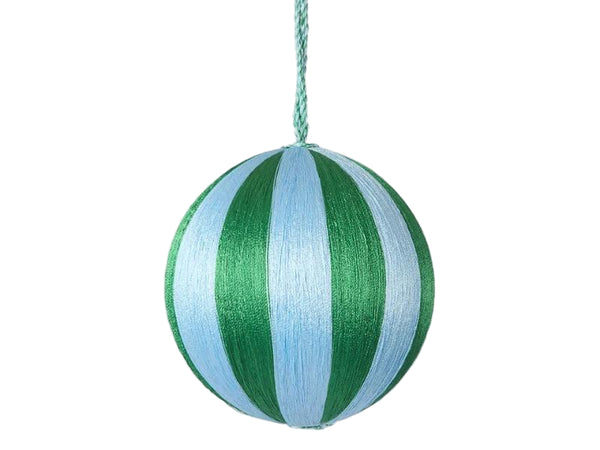 Silk Stripe Bauble - Medium - Blue & Green