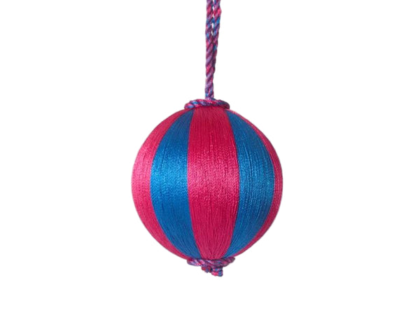 Silk Stripe Bauble - Small - Pink & Blue