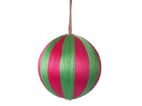 Silk Stripe Bauble - Small - Pink & Green