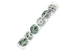 Metal Striped Bells Hanging Decoration - Green & White - Pkt 6