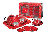 Tea Set - Tin - Red Polka Dot - 15 pce