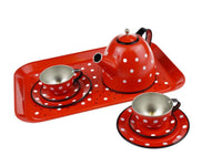 Tea Set - Tin - Red Polka Dot - 15 pce