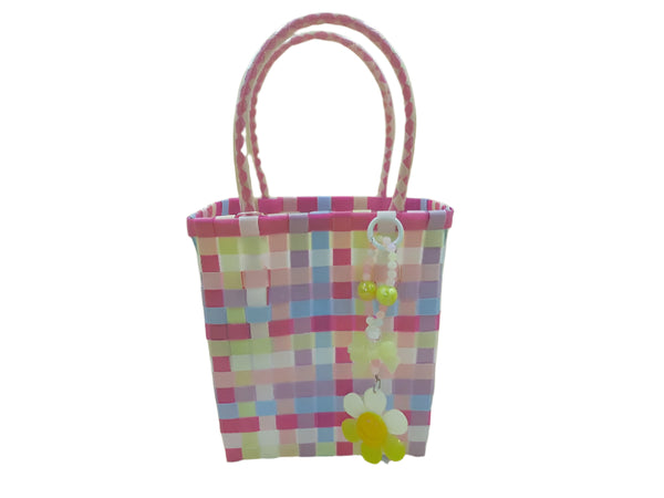 Otis Basket - Recycled Plastic - Pink/Cream Handle
