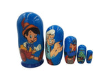 Nesting Doll - Pinocchio  - Five Piece Set - Ocean Blue