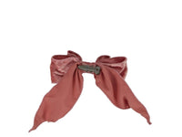 Velvet Clip On Bow - Pink